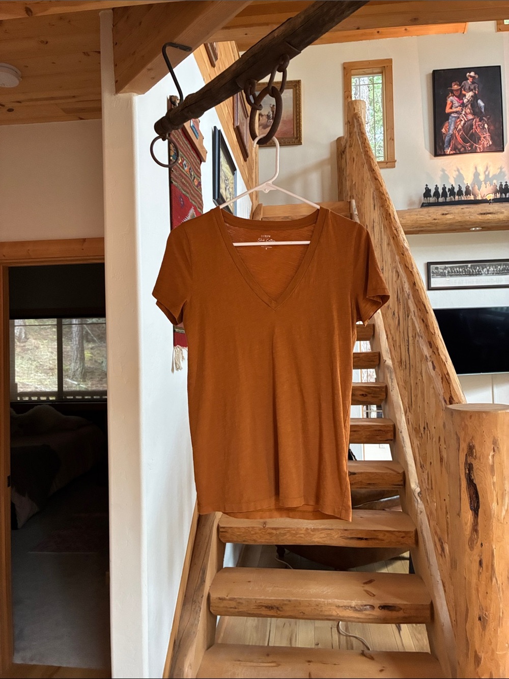 J. Crew Women's V-Neck Short Sleeve Tee — Rust